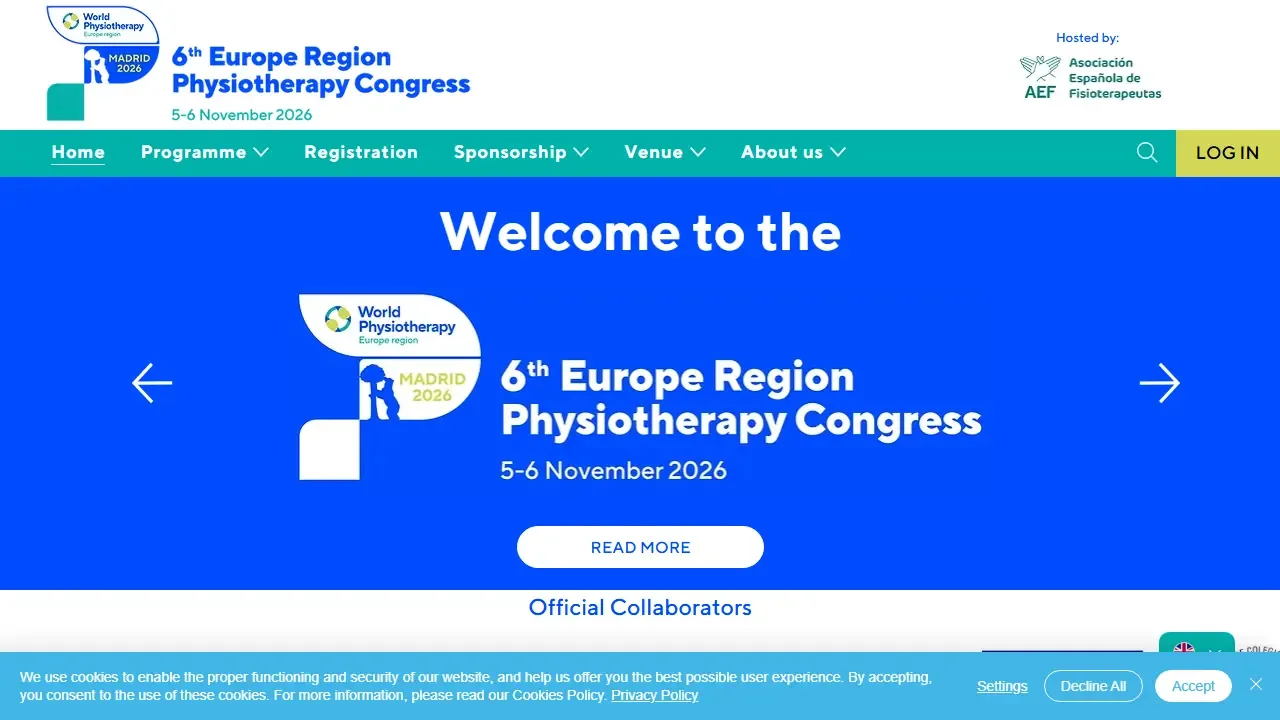 Web oficial del Congreso de Fisioterapia de la Región Europea