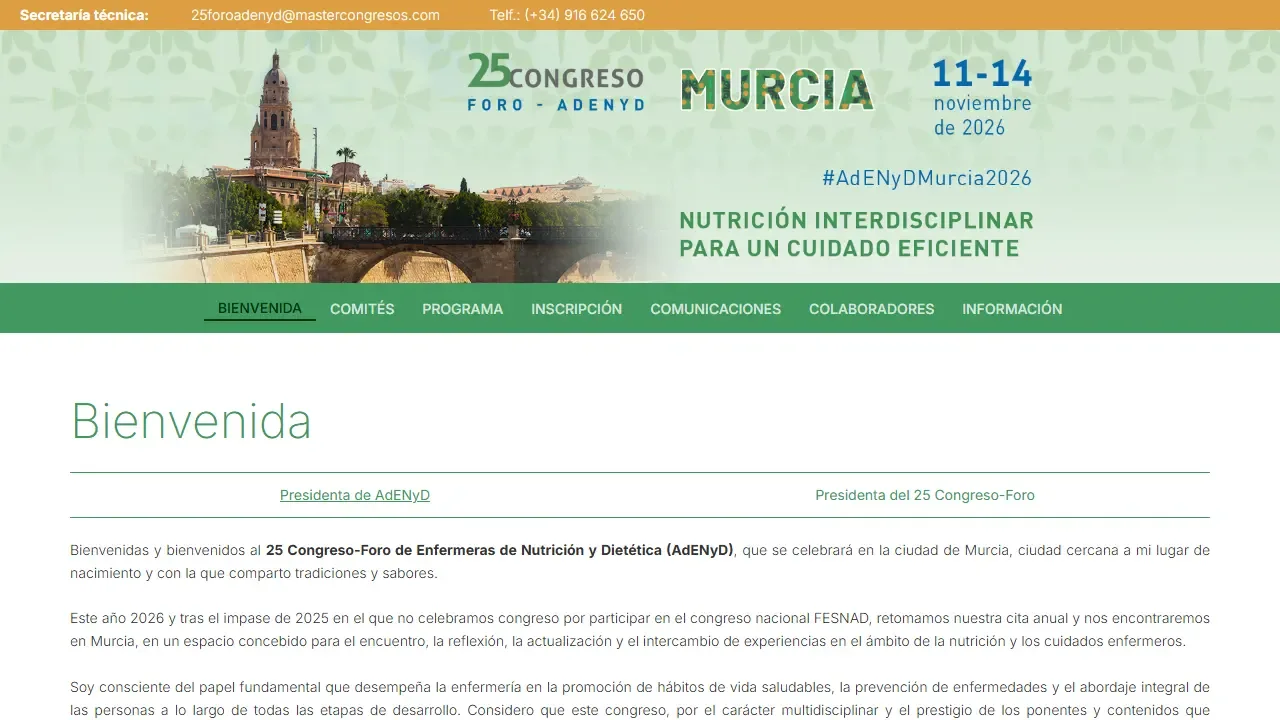 Web oficial del Congreso-Foro de Enfermeras de Nutrición y Dietética (AdENyD)