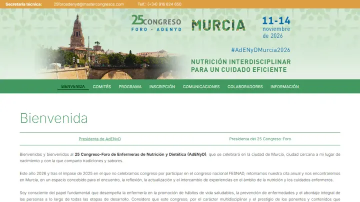 Web oficial del Congreso-Foro de Enfermeras de Nutrición y Dietética (AdENyD)