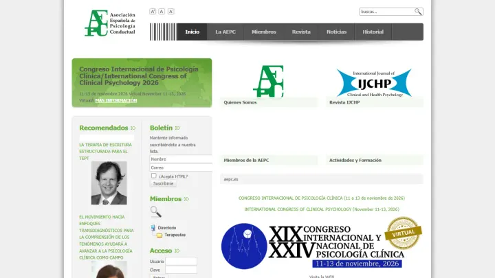 Web oficial del Congreso Internacional de Psicología Clínica