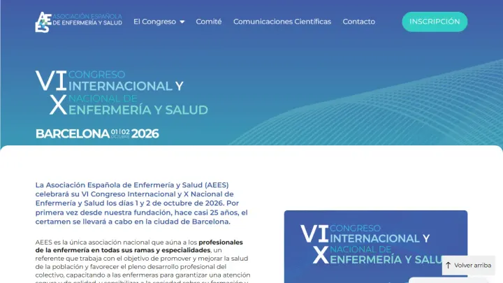 Web oficial del Congreso Internacional y Nacional de Enfermería y Salud