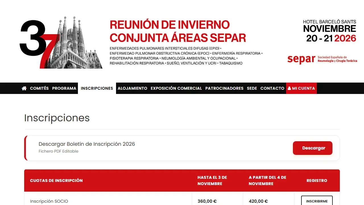 Web oficial de Reunión de Invierno de Áreas SEPAR